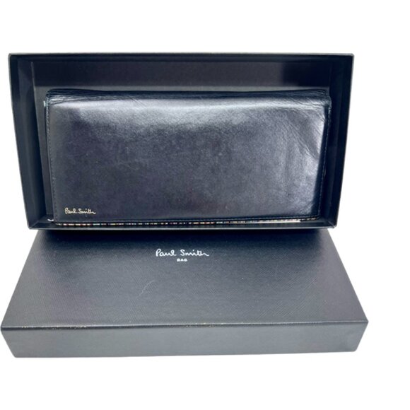 New W/box &bag PAUL SMITH Wallet B-fold Store Money/Card  Dark Brown Leather(61 - Picture 1 of 9